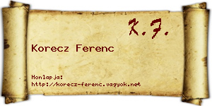 Korecz Ferenc névjegykártya